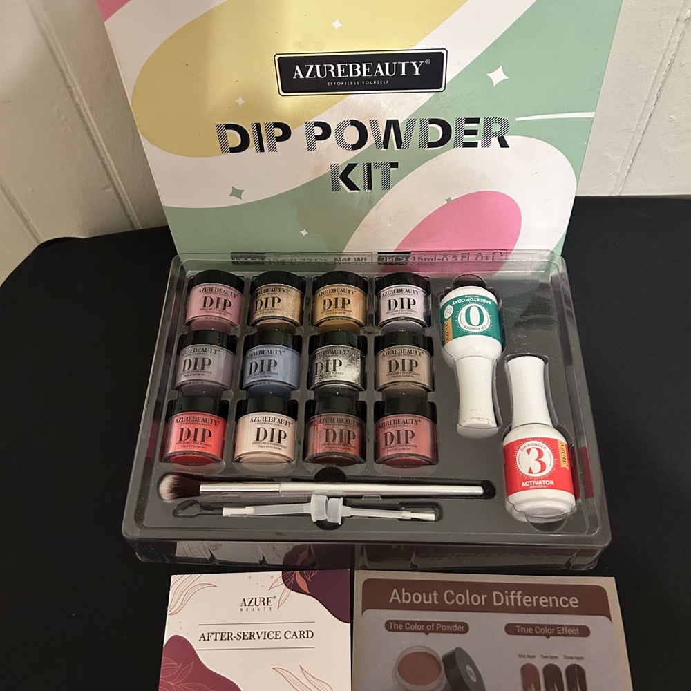 New In Box Azure Beauty 12 + 2 pc Dip Powder Kit - Multicolor